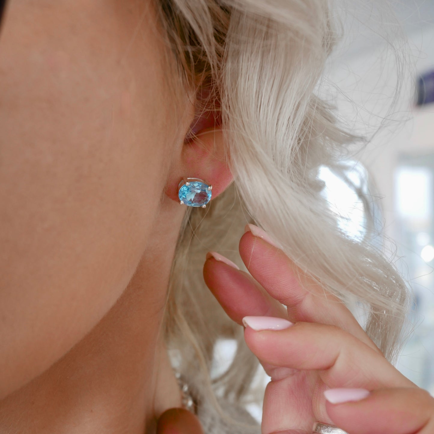 Topaz Oval Stud Earrings