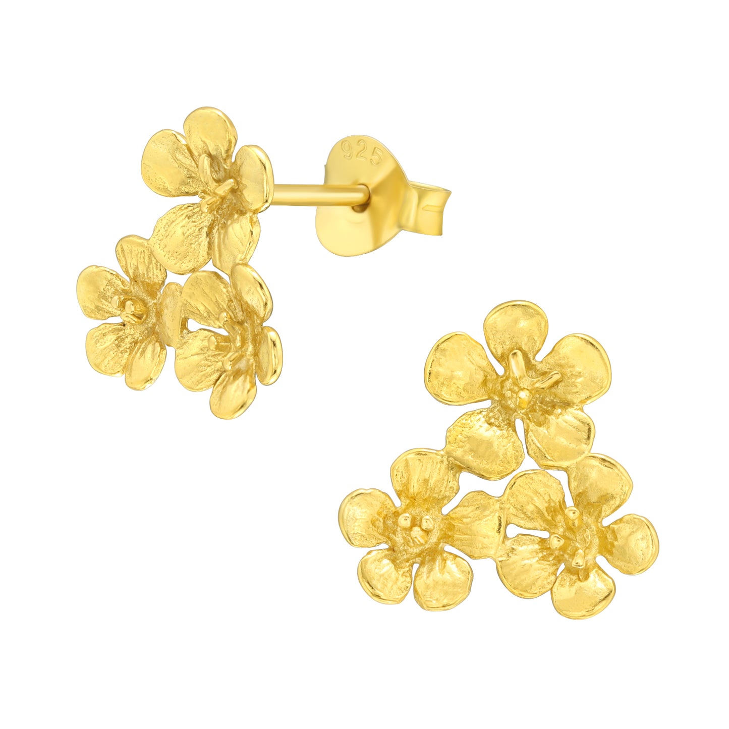 Cherry Blossom Studs, 24ct Gold Plated