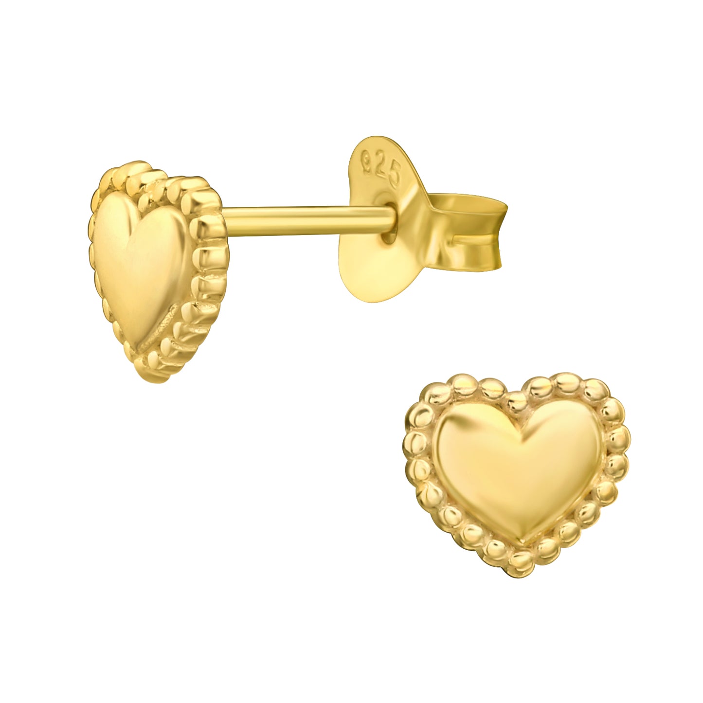 Detail Heart Studs, 24ct Gold Plated - saltandco