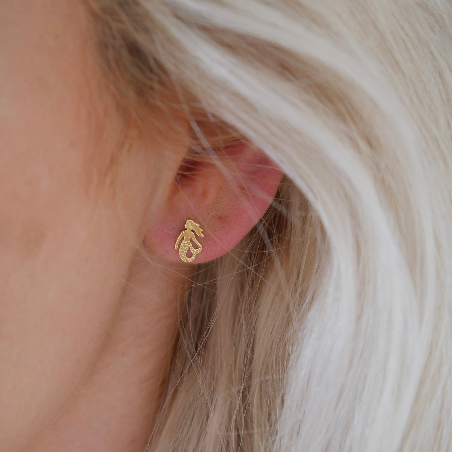 Mermaid Studs, 24ct Gold Plated