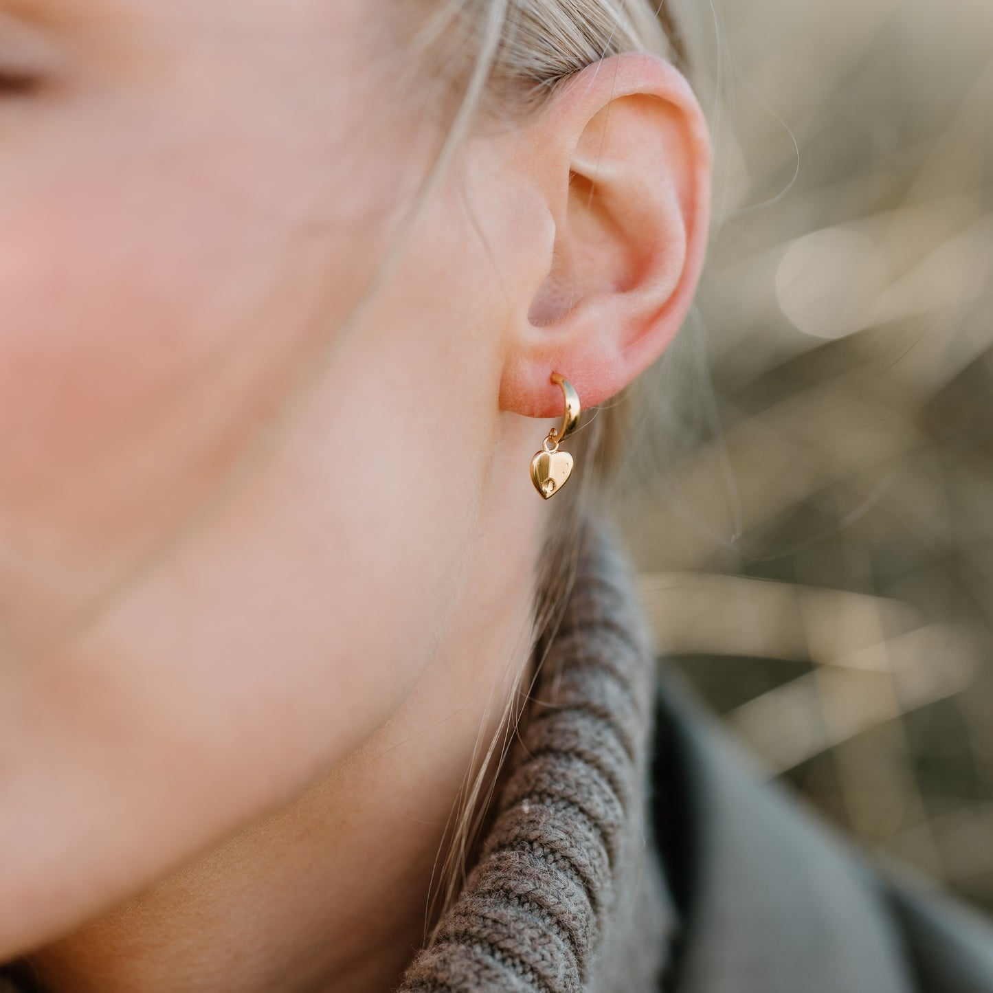 Mini Lovey Stud Hoops, 24ct Gold Plated - saltandco