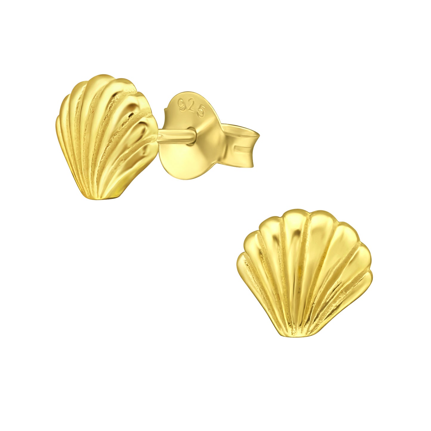 Seashell Studs, 24ct Gold Plated - saltandco