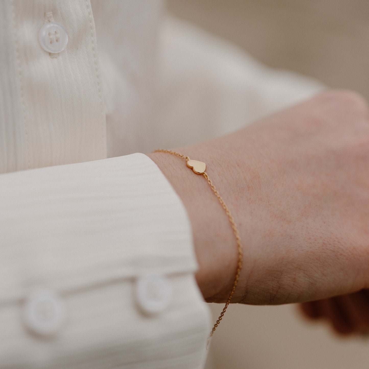 Heart Chain Bracelet, 24ct Gold Plated