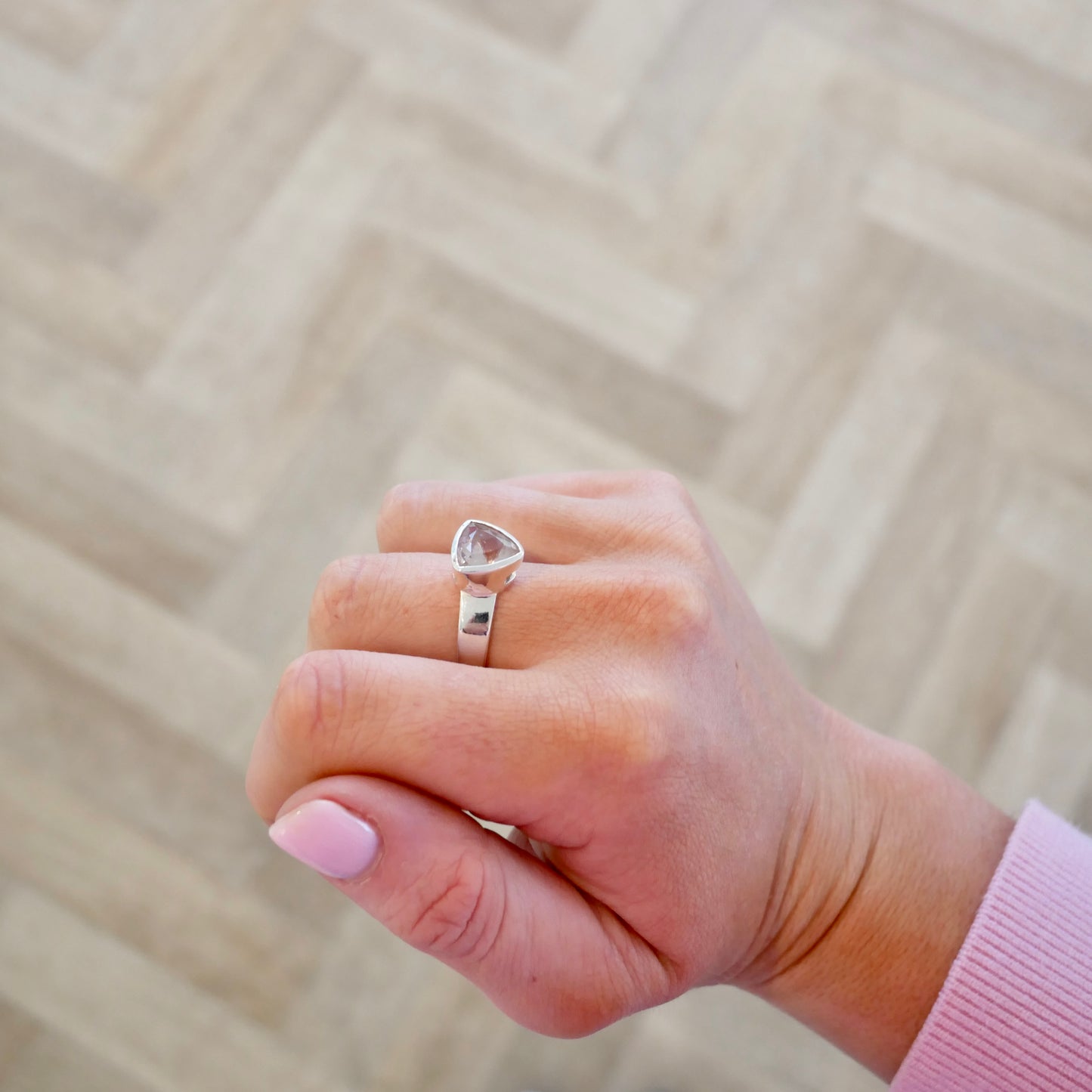 Morganite Trillion Cinderella Ring, T - saltandco