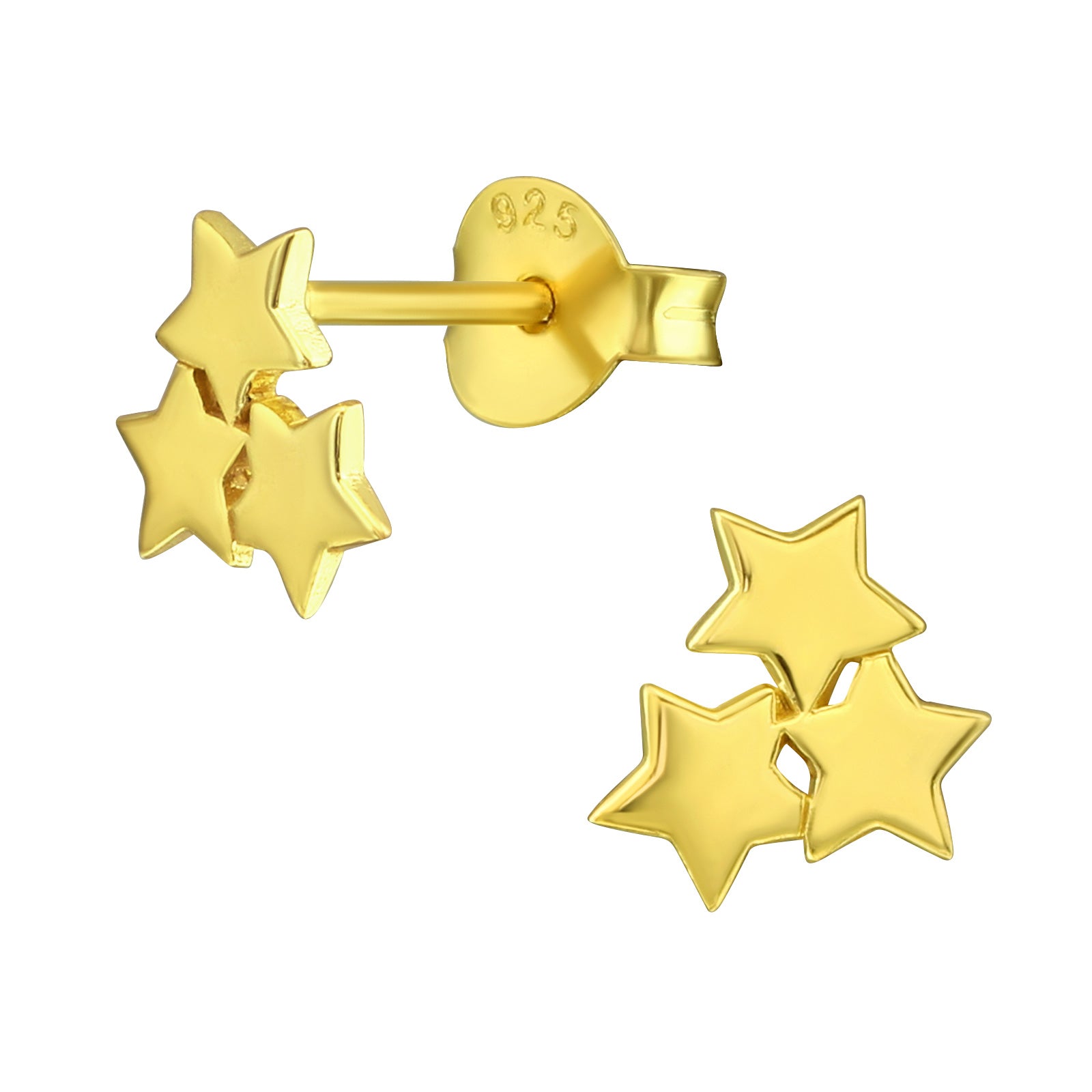 Cluster Star Studs, 24ct Gold Plated - saltandco