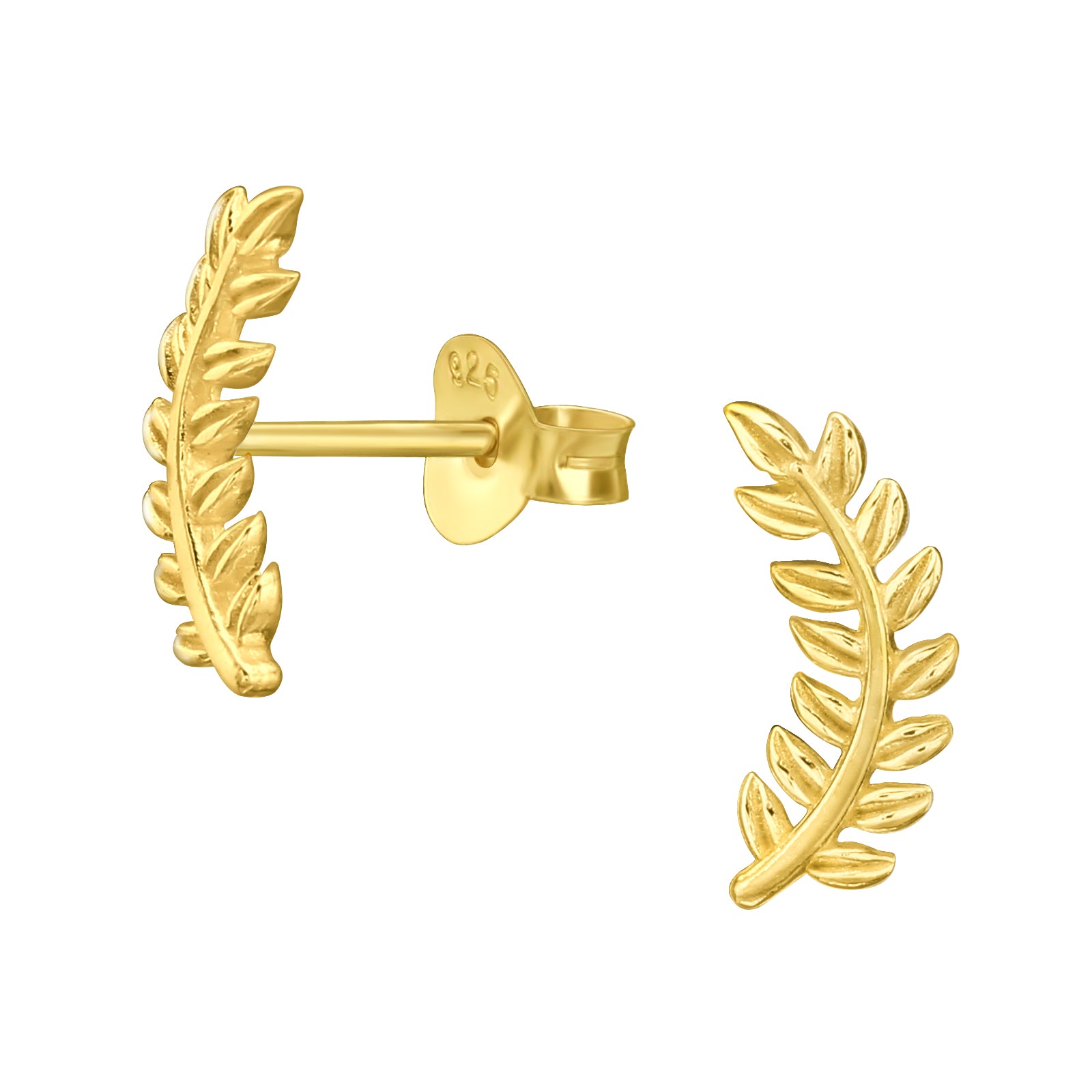 Leaf Arch Studs, 24ct Gold Plated - saltandco