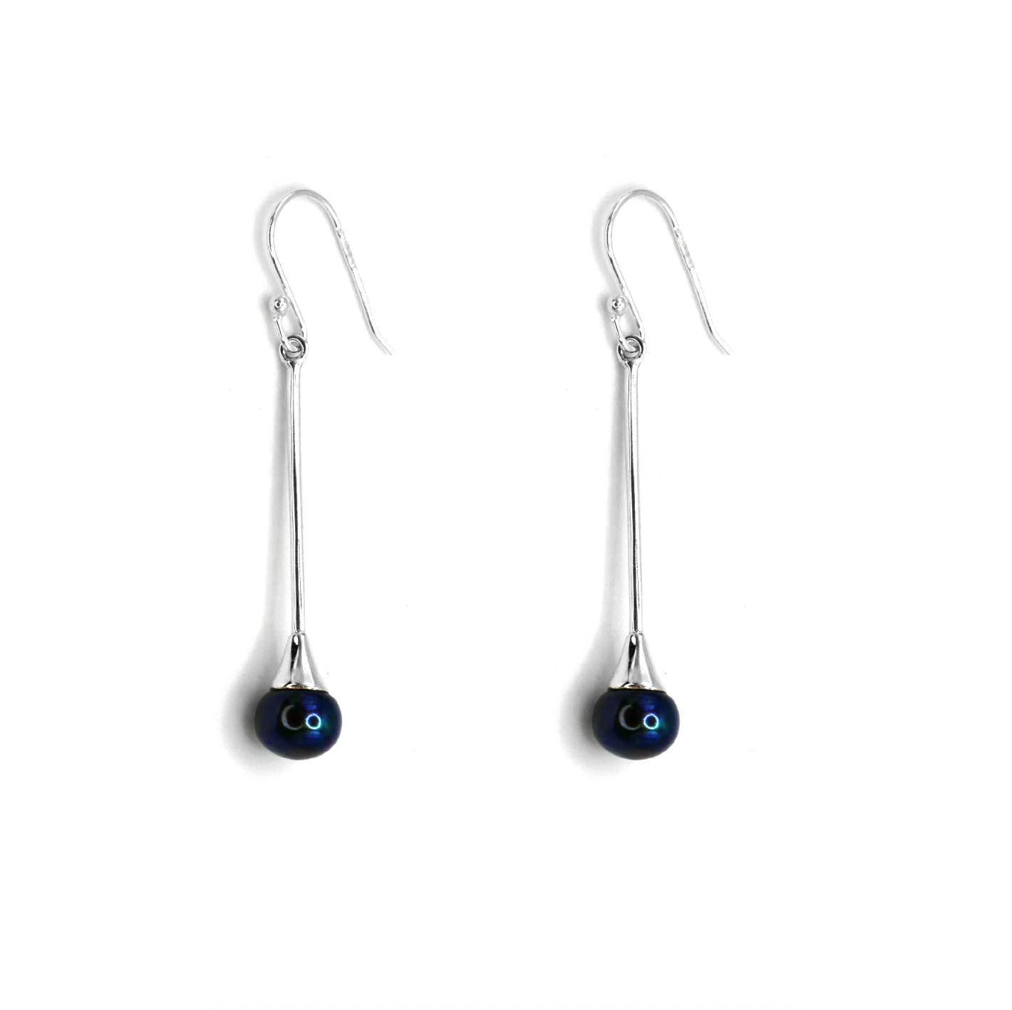 Black Pearl Drop Dangly Earrings