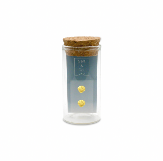 Seashell Studs, 24ct Gold Plated - saltandco