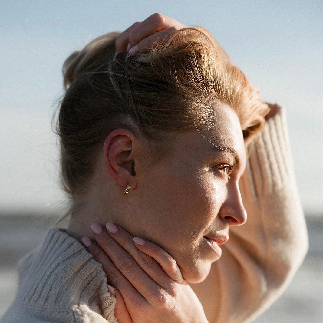 Chunky Mini Hoops, 24ct Gold Plated - saltandco