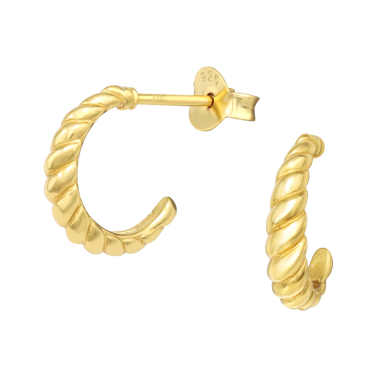 Screw Shell Stud Hoops, 24ct Gold Plated - saltandco