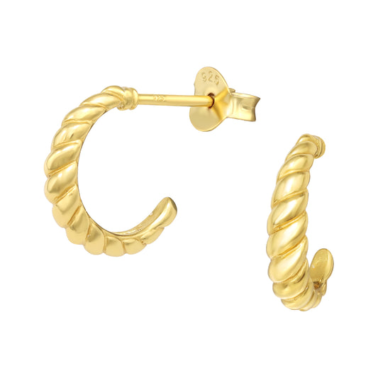 Screw Shell Stud Hoops, 24ct Gold Plated - saltandco