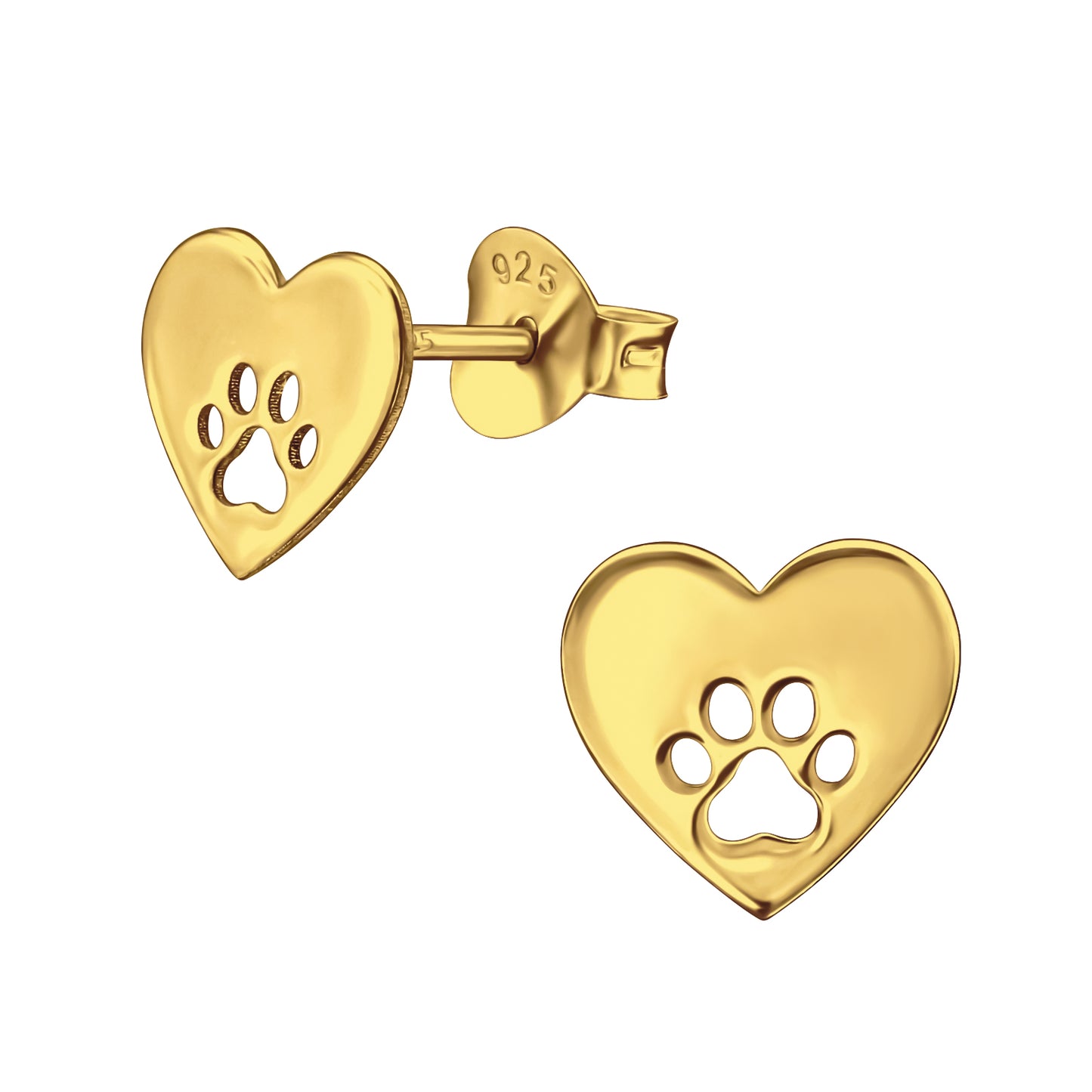 Paw Print Studs, 24ct Gold Plated - saltandco