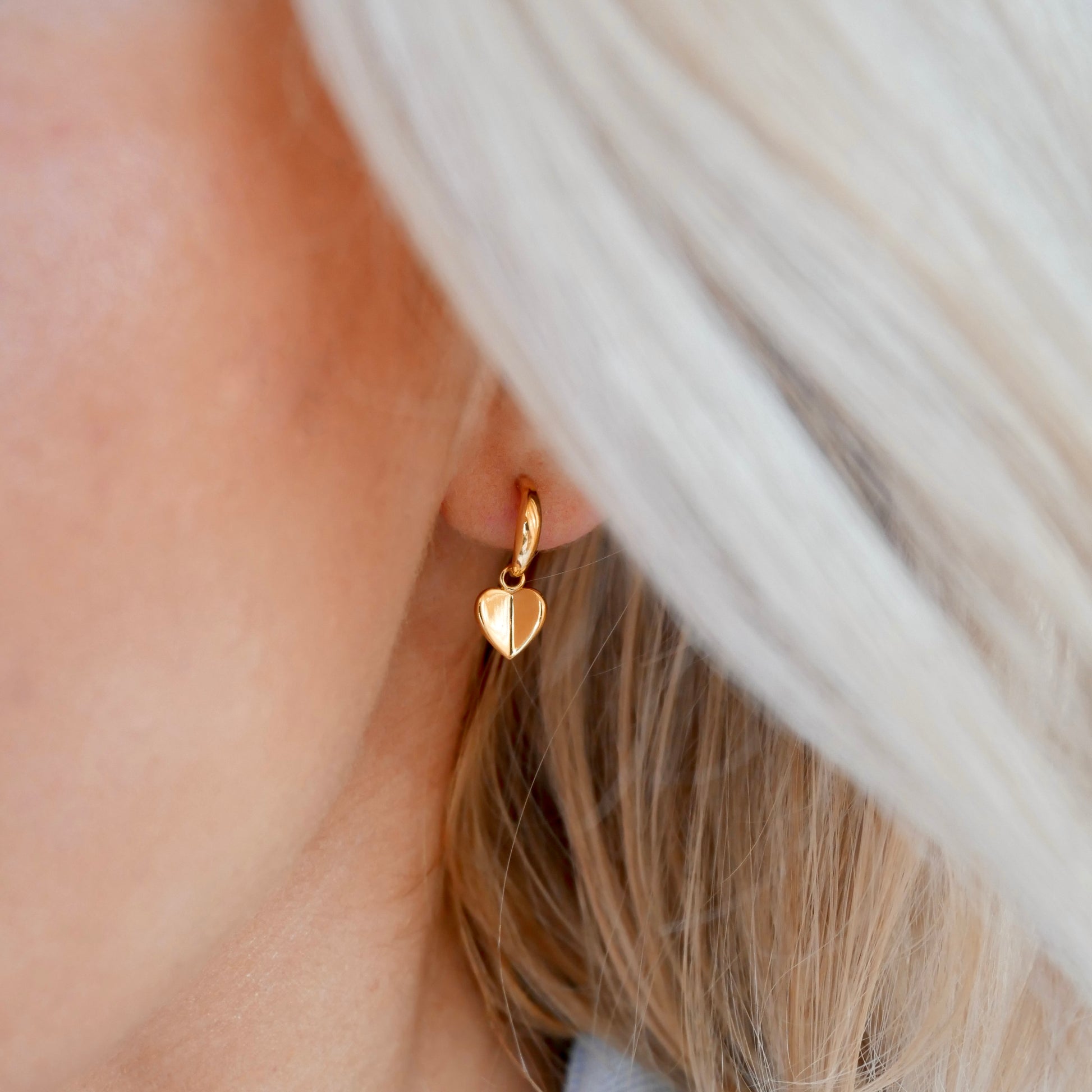 Mini Lovey Stud Hoops, 24ct Gold Plated - saltandco