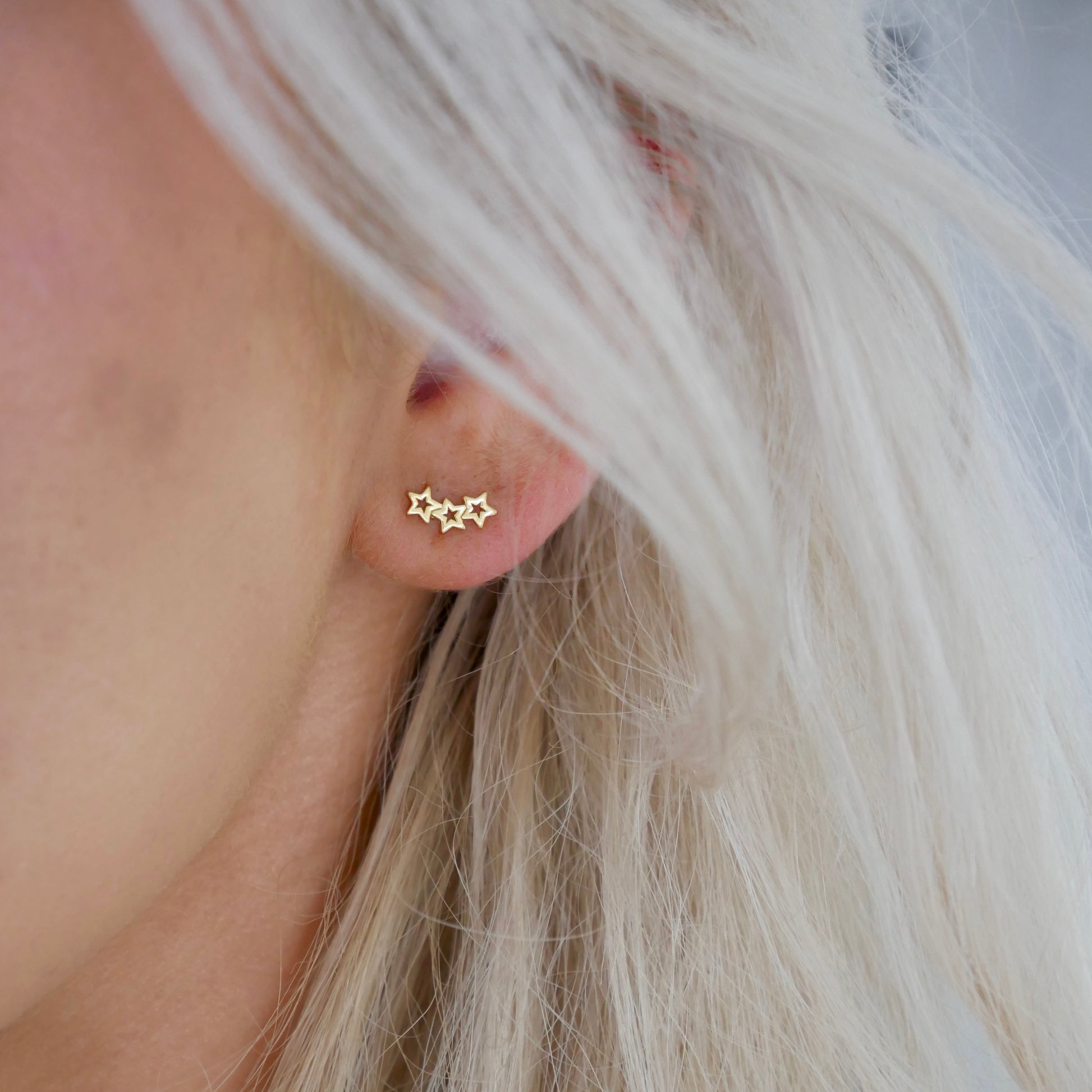 Shooting Star Studs, 24ct Gold Plated - saltandco