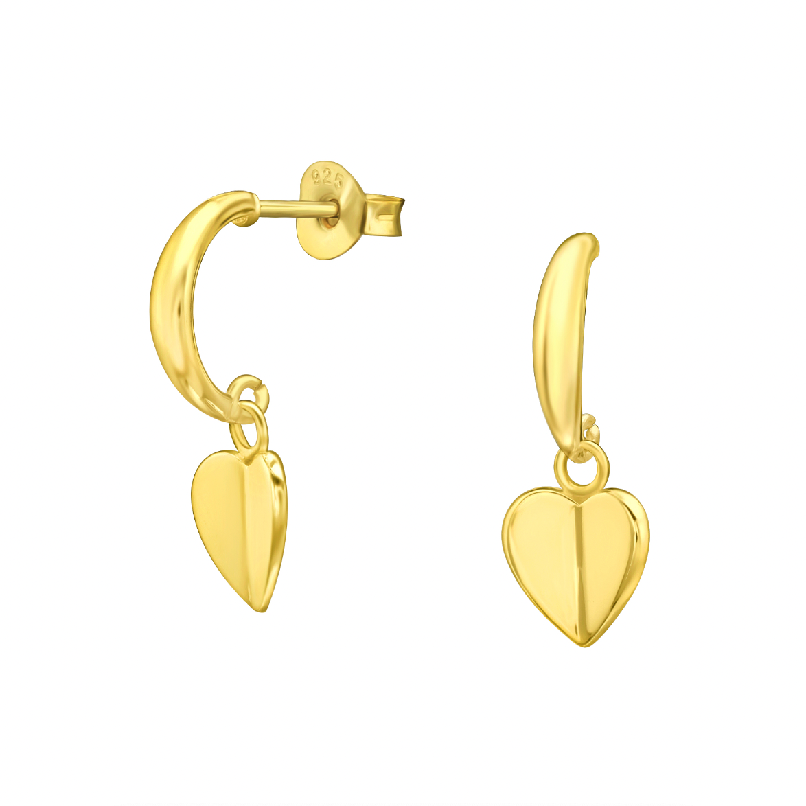 Mini Lovey Stud Hoops, 24ct Gold Plated - saltandco