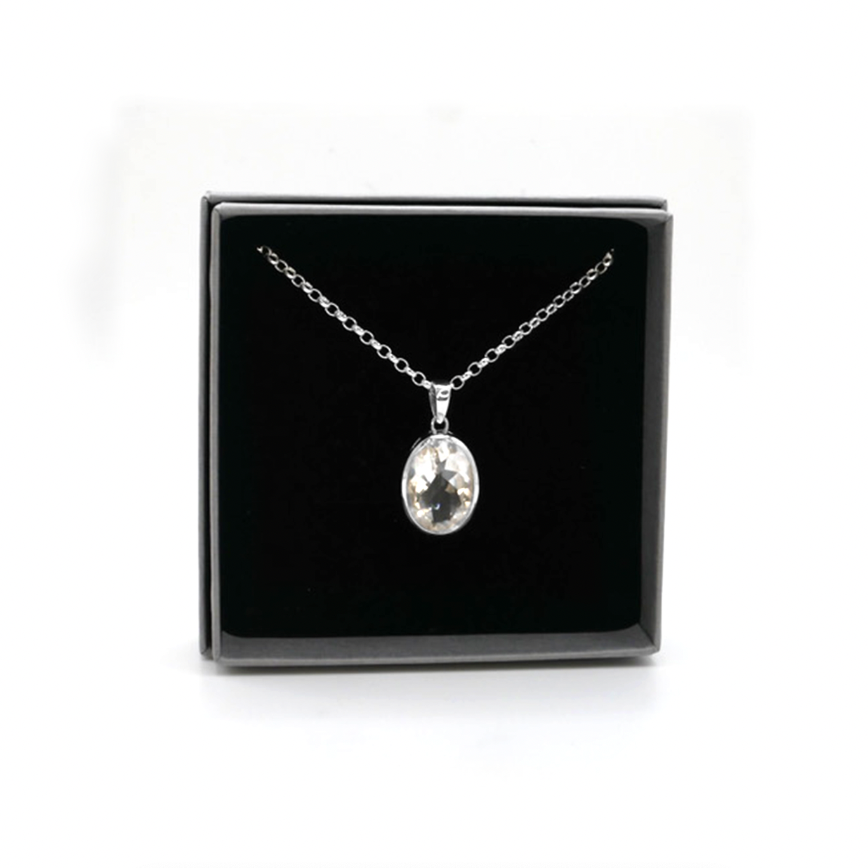 Clear Quartz Oval Necklace - saltandco