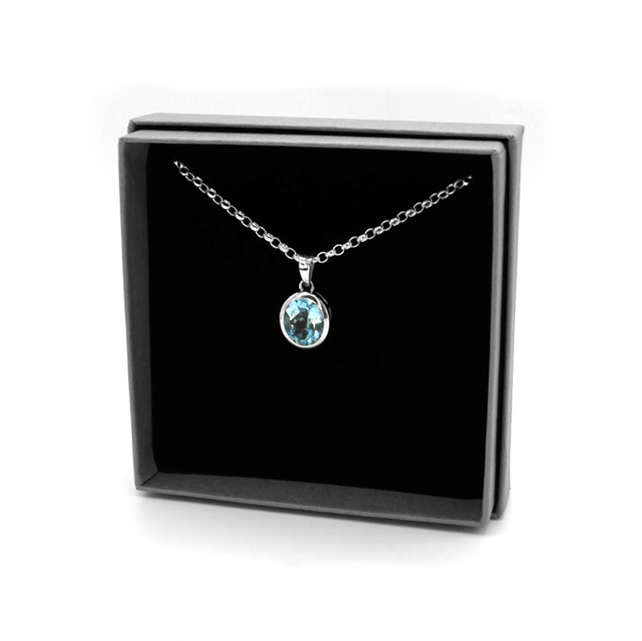 Sky Blue Topaz Oval Necklace