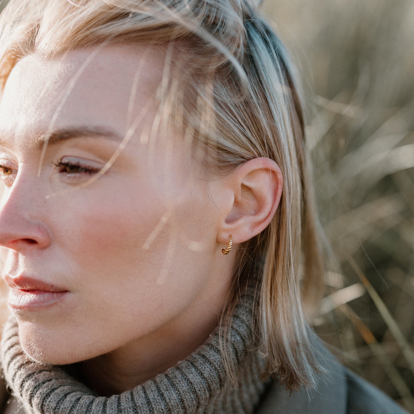 Screw Shell Stud Hoops, 24ct Gold Plated - saltandco