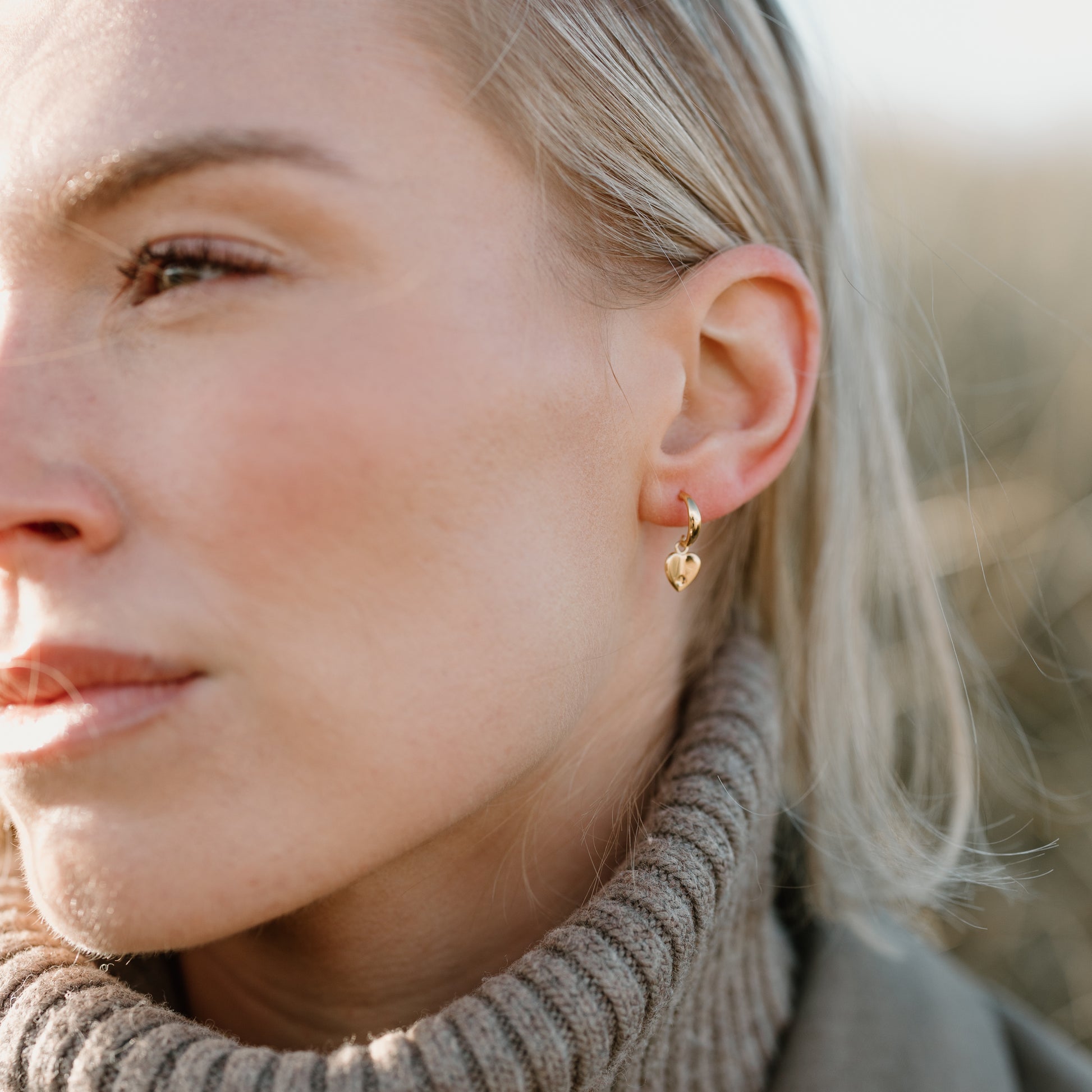 Mini Lovey Stud Hoops, 24ct Gold Plated - saltandco