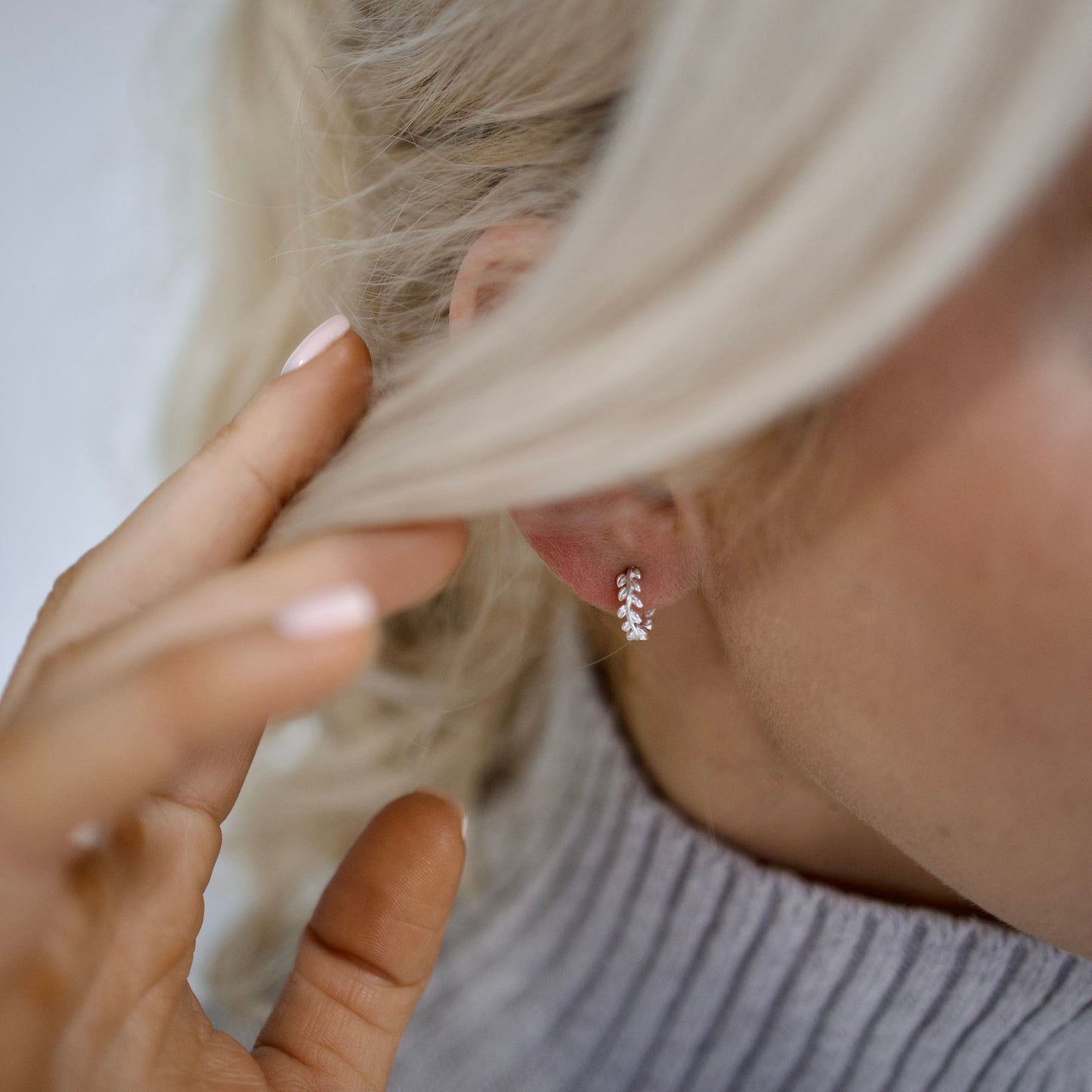 Leaf Mini Hoops - saltandco